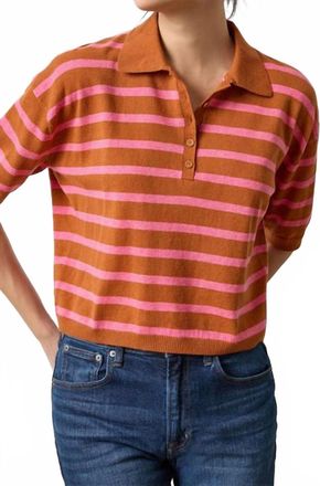 Lilla P Drop Shoulder Polo Neck Sweater In Sierra/calypso