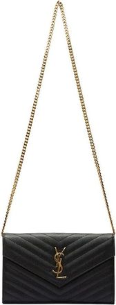 Saint Laurent Shoulder Bags, female, Black, ONE SIZE, Monogram Chain Wallet