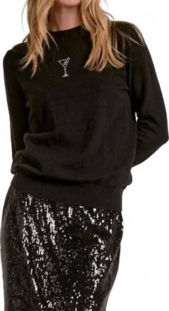 Elan Martini Sparkle Sweater In Black Martini