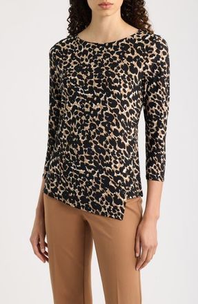Anne Klein Print Asymmetric Top in Vicuna Multi at Nordstrom, Size Xx-Small