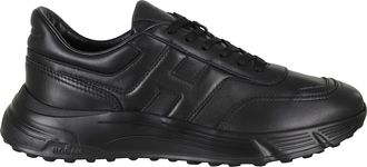 Hogan Black Hyperlight Smooth Leather Rubber Sole Leather Sneakers