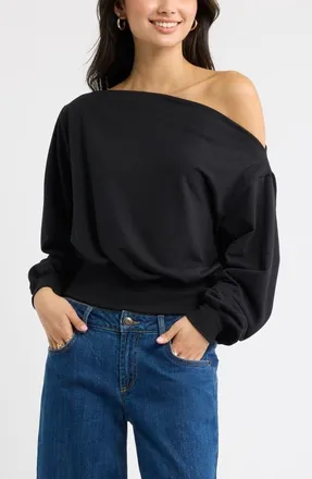 BP. Off the Shoulder Sweatshirt in Black at Nordstrom, Size Xx-Small