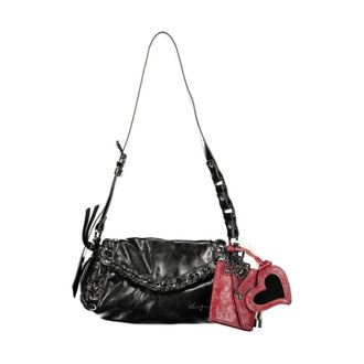 Desigual Schoudertas van imitatieleer met hartbedel - Dames - Tassen - Zwart - Maat: ONE Size Leer
