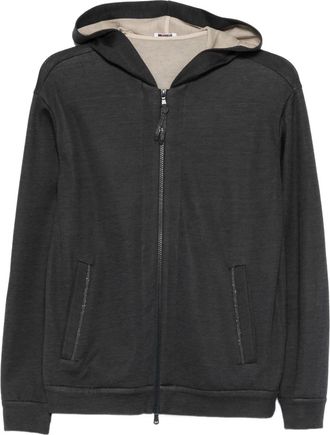 Brunello Cucinelli Katoenen hoodie met halve rits - Grijs