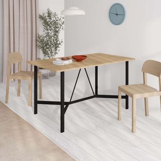 Decortie Dalma Modern 6-Seater Rectangle Dining Table with Black Metal Legs 140cm in Natural | Size: 1 Pack