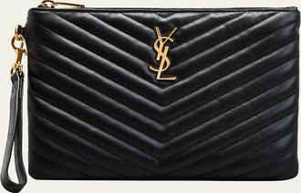 Saint Laurent YSL Monogram Small Pouch in Smooth Leather
