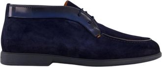 Santoni Ikki Veterlaars - Heren - Veterlaarzen - Blauw - 42 EU - Leer - Schoenen