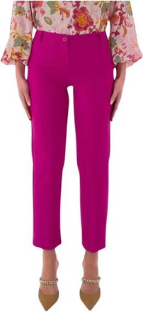 Marella Damesbroek met plooien Fuchsia - Dames - Vrijetijds broeken - Paars - XL - Polyester - Broeken