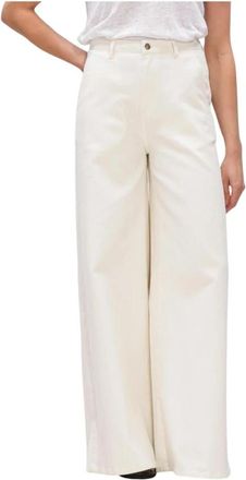 Janice Dexter Wijde broek - Dames - Wijde Broeken - Beige - W27 - Katoen - Broeken