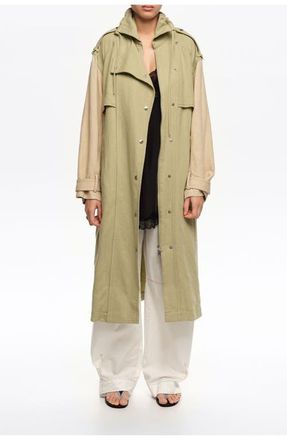 Bimba & Lola Dual-Tone Maxi Trench in Light Green at Nordstrom, Size X-Small