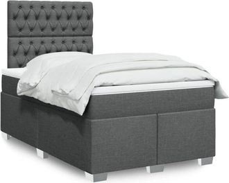 vidaXL Cama Box Spring Con Colch&oacute;n Tela Gris Oscuro 120x200 Cm Vidaxl
