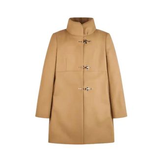 Fay Single-Breasted Coats, female, Brown, Size: XS Romantic Wool Blend Coat with Wide Collar