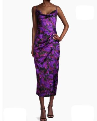 Milly Lilliana Floating Petalshalter Neck Dress In Multi