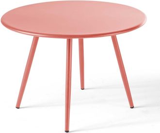 Oviala Mesa de jard&iacute;n redonda de metal arcilla 40 cm