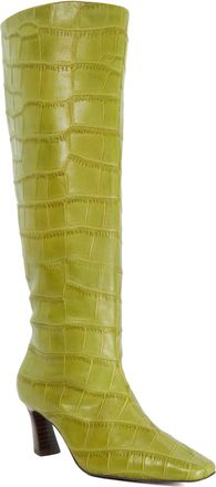 Dune London Womens Ladies Selinni - Leather Knee High Boots - Green Suede - Size UK 3