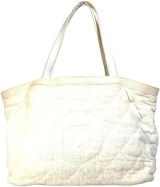 Chanel Pre-owned Leather chanel-bags - Dames - Vintage Shopper - Wit - ONE Size - Katoen - Vintage