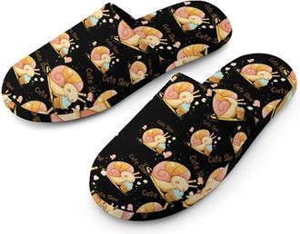 Generic Slow Cute Snail Mens Cotton Slippers Memory Foam Comfort House Shoes Winter Indoor Slipper for Hotel Casa Spa