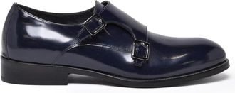 Principe di Milano Blue Leather Monk Strap Loafers