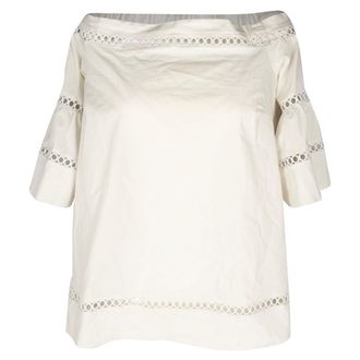Michael Kors Michael Michael Kors Embroidered Off-Shoulder Top in White Cotton