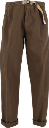 White Sand Selvedge Adjustable-Belt Relaxed-Fit Straight-Leg Pants