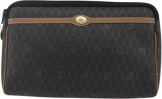 Dior Pre-owned Clutches, female, Black, Size: ONE SIZE Pre-owned Vintage honeycomb zip pouch
