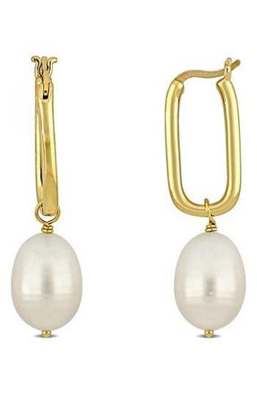 Delmar 10-10.5mm Rice Shape Cultured Freshwater Pearl Drop Earrings in White at Nordstrom Rack