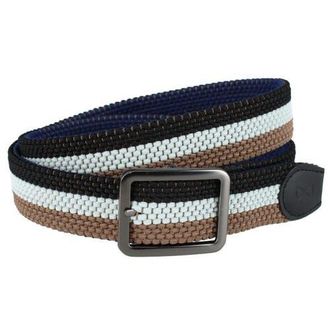 Trafalgar Store Big and Tall Matias 35MM Blue and Kahki Stripe Reversible Braided Casual Golf Belt in Blue And Khaki Stripes at Nordstrom, Size 54 Big