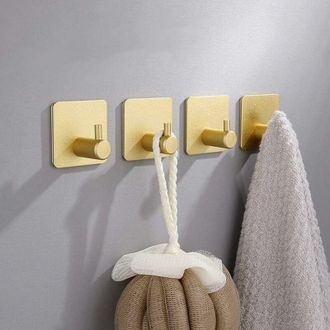 OEM Juego De 4 Ganchos Adhesivos De Pared Para Ba&ntilde;o, Ganchos Para Toallas De Cocina, Ganchos Adhesivos Pr&aacute;cticos (dorados)