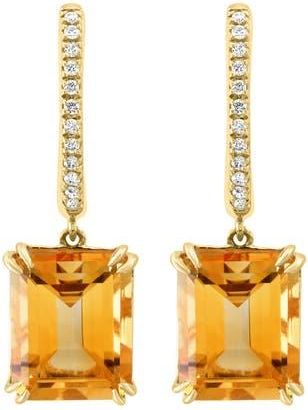 Effy 14K Yellow Gold Emerald Cut Citrine Drop Diamond Earrings in 14K Gold at Nordstrom