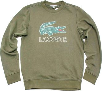 Lacoste Mens Graphic Croc Non Brushed Fleece Sweatshirt In Green