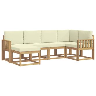 vidaXL Conjunto De Sof&aacute;s De Exterior 6 Pcs Blanco Y Crema Poli&eacute;ster Vidaxl