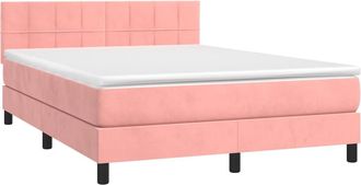 vidaXL Vidaxl - Cama Box Spring Con Colch&oacute;n Terciopelo Rosa 140x200 Cm
