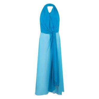 Alberta Ferretti Long Silk Dress - female - Alberta Ferretti - Midi Dresses - Blue - M - Dresses