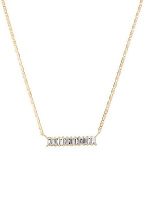 Lana Jewelry 14K Gold Baguette Diamond Bar Pendant Necklace at Nordstrom, Size 18