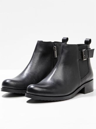 Sheego Stiefelette SHEEGO, Damen, Gr. 40, schwarz, Leder, Schuhe Stiefelette