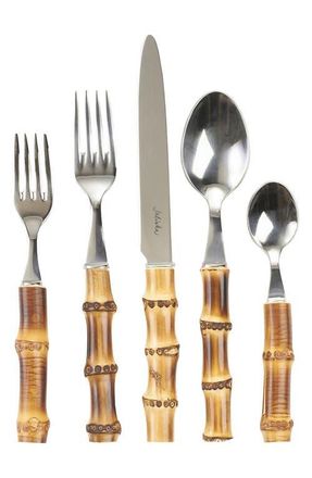 Juliska Bamboo 5-Piece Flatware Place Setting in Silver/Bamboo Natural at Nordstrom