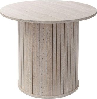 ML Design Ml-design Mesa De Centro Con Tablero Sobresaliente &Oslash;60 X 50 Cm Beige Con Aspecto De Piedra Mesita De Caf&eacute; Redonda En Estilo Moderno Elegante Mueble Au