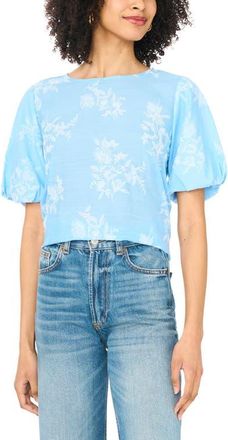 Vince Camuto Floral Puff Sleeve Top in Bright Periwinkle at Nordstrom, Size X-Large