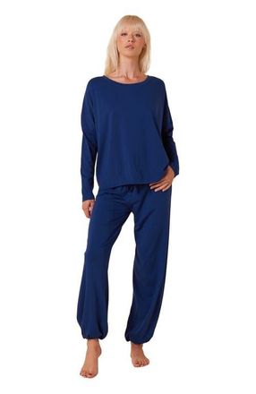 The Cats Pajamas Pima Knit Holiday Pullover Set in Classic Marine Blue at Nordstrom, Size X-Large