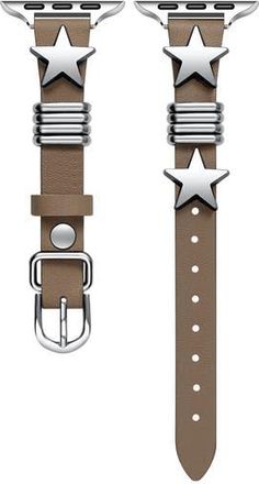 Posh Tech Austin Star Leather Apple Watch Watchband in Oat Milk at Nordstrom Rack