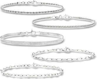 Ross-Simons Italian Sterling Silver Jewelry Set: 5 Chain Bracelets