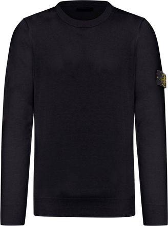 Stone Island CREW NECK SWEATER WITH BADGE BLACK - Stone Island - Man