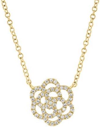 Effy 14K Gold Plated Sterling Silver Diamond Flower Pendant Necklace at Nordstrom Rack, Size 18