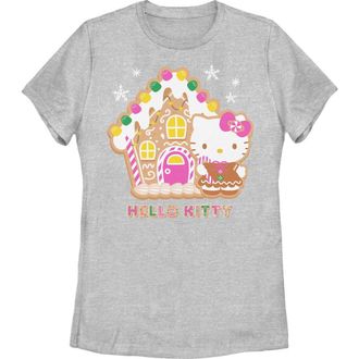 Hello Kitty Womens Hello Kitty Gingerbread House and Kitty Graphic T-Shirt in Athletic Heather at Nordstrom, Size X-Large