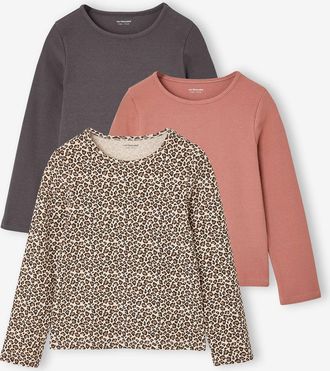 Vertbaudet 3er-Pack M&auml;dchen Langarmshirts gerippt vanille