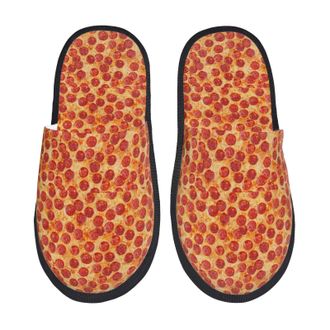 Generic Pizza Print Slippers Unisex Fluffy Slippers Plush House Slipper For Indoor Spa Travel M