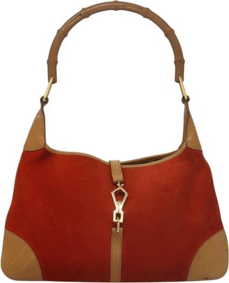 Gucci Jackie Red Suede Shoulder Bag (Pre-Owned)