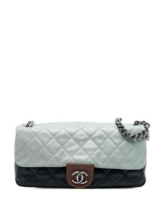 Chanel 2012 Large Tricolor Quilted Lambskin Country Chic Flap shoulder bag - Blauw