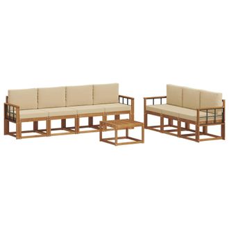 vidaXL Conjunto De Sof&aacute;s De Exterior Con Coj&iacute;n 8 Pcs Natural Y Beige Vidaxl