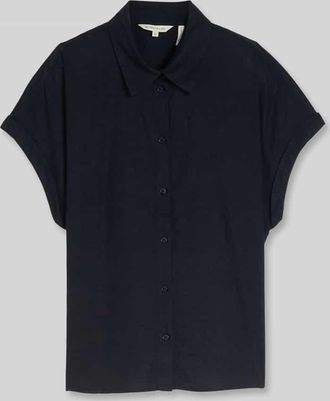 Tom Tailor Loose Fit Bluse aus Leinen-Viskose-Mix in Dunkelblau, Gr&ouml;&szlig;e 40